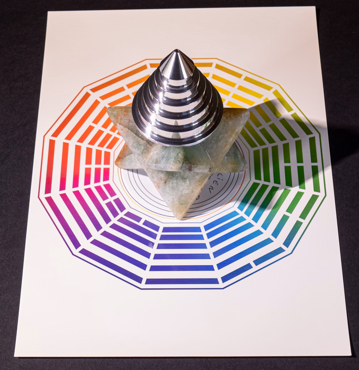 Merkaba en jade en radionique avec le Dragon Céleste et le Keops