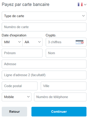 Renseigner les informations banquaire pour payer